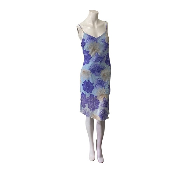 Sense Blues & Purples Spaghetti Strap V Neck Lightweight Chiffon Overlay Sz LG - Picture 3 of 8